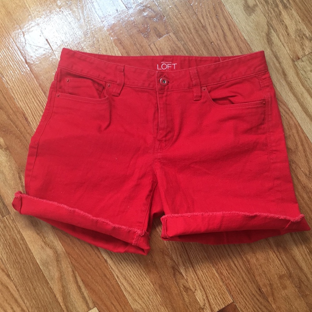 Ann Taylor LOFT bright red shorts